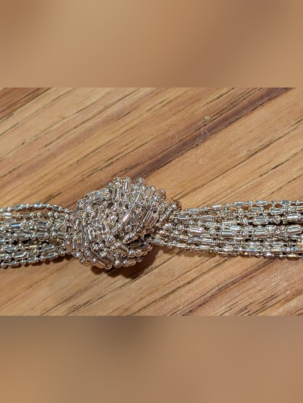 Gorgeous Dot Dash Multi Strand Necklace In Silvertone Finish